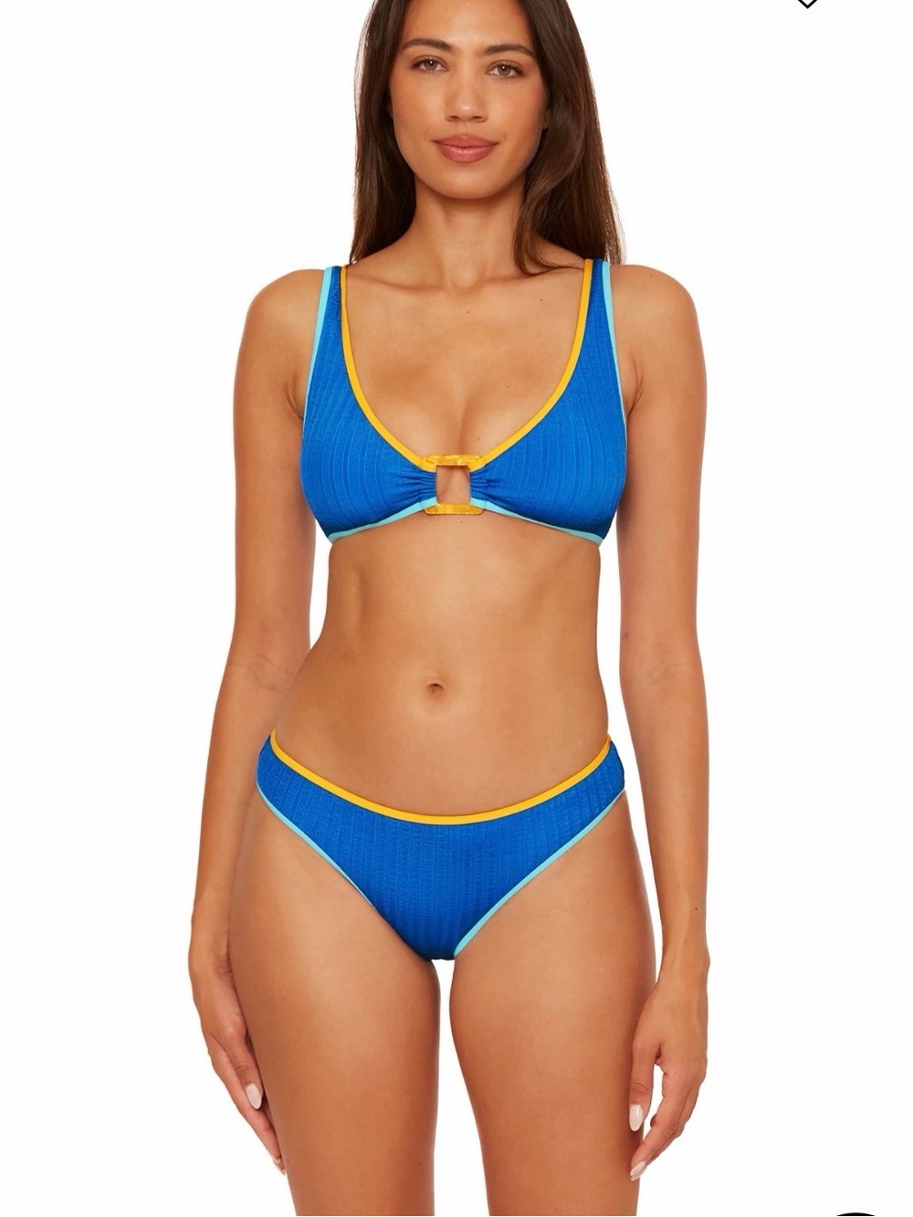 BECCA Blue Bikini with Yellow & Light Blue Trim